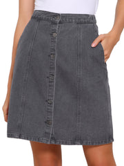 Casual Short Button Down Jeans Skirt