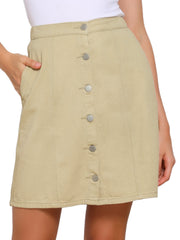 Casual Short Button Down Jeans Skirt