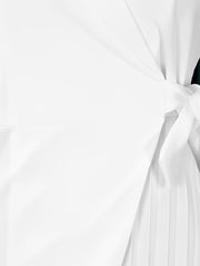 Tailored Pleats & Cinched Waist Notched Lapel Tie Waist Pleated Office Chic Blazer Dress