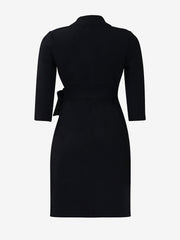Tailored Pleats & Cinched Waist Notched Lapel Tie Waist Pleated Office Chic Blazer Dress