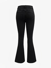 Denim Buttoned Bell-Bottomed Pocketed Jeans
