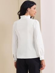 Ruffled Button Down Long Sleeve Work Shirts