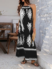 Bohemian Halter Neck Sleeveless Mxi Resort Dress