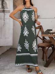 Bohemian Halter Neck Sleeveless Mxi Resort Dress