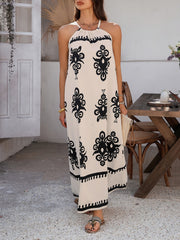 Bohemian Halter Neck Sleeveless Mxi Resort Dress
