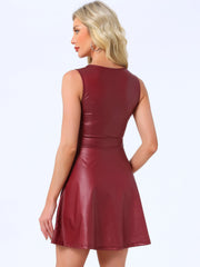 Metallic Sleeveless High Waist Club Party Holographic Dress