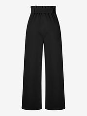 Wide Leg Tie Waist Versatile Paper Bag Pants