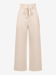 Wide Leg Tie Waist Versatile Paper Bag Pants