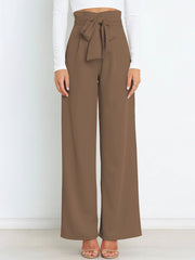 Wide Leg Tie Waist Versatile Paper Bag Pants