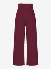 Wide Leg Tie Waist Versatile Paper Bag Pants