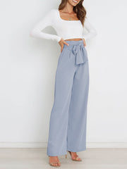Wide Leg Tie Waist Versatile Paper Bag Pants