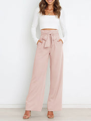 Wide Leg Tie Waist Versatile Paper Bag Pants