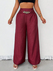 Smocked Elastic Waist Wide Leg Trousers Pants