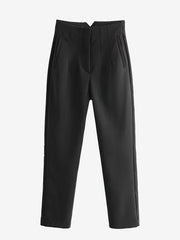 Slim Fit Solid Color Pleated Straight Leg Casual Pants