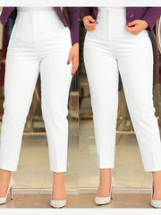 Slim Fit Solid Color Pleated Straight Leg Casual Pants