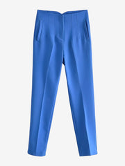 Slim Fit Solid Color Pleated Straight Leg Casual Pants