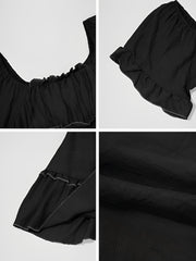 Lightweight Chiffon Ruffled Off Shoulder Mini A-Line Casual Dress