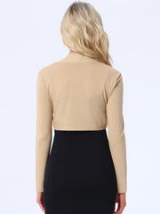 Elegant Long Sleeve Knit Open Front Cropped Bolero Shrug