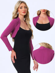 Elegant Long Sleeve Knit Open Front Cropped Bolero Shrug