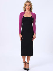 Elegant Long Sleeve Knit Open Front Cropped Bolero Shrug
