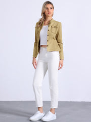 Casual Denim Classic Stand Collar Long Sleeve Jean Jacket
