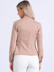 Casual Denim Classic Stand Collar Long Sleeve Jean Jacket