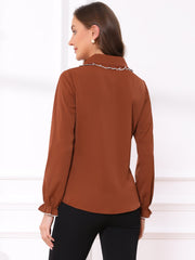 Sweet Ruffle Peter Pan Collar Long Sleeve Button Up Shirt