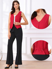 Sleeveless Solid Button Down V Neck Waistcoat Vest