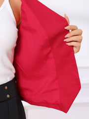 Sleeveless Solid Button Down V Neck Waistcoat Vest