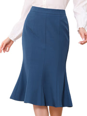 Ruffle Hem High Waist Business Pencil Midi Skirt