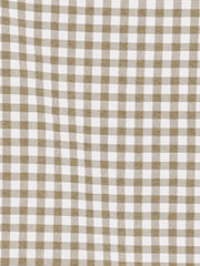 Plaid Puff Short Sleeve Gingham Peter Pan Collar Button Down Shirt