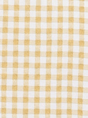 Plaid Puff Short Sleeve Gingham Peter Pan Collar Button Down Shirt