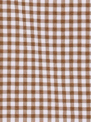 Plaid Puff Short Sleeve Gingham Peter Pan Collar Button Down Shirt