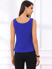 Boat Neck Work Office Sleeveless Basic Tops