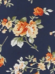 Casual Ruffle 3/4 Sleeve Floral Print Chiffon Blouse