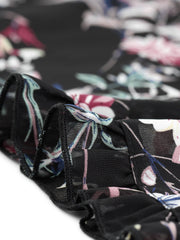 Casual Ruffle 3/4 Sleeve Floral Print Chiffon Blouse