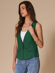 Sleeveless Lightweight Waistcoat Linen Vest