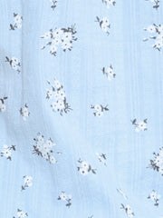 Floral Printed Peter Pan Collar Cotton Short Sleeve Shirt