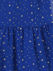 Chiffon Sleeveless Smocked Waist Gilding Metallic Stars Party Dress