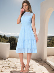Chiffon Sleeveless Smocked Waist Gilding Metallic Stars Party Dress