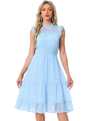 Chiffon Sleeveless Smocked Waist Gilding Metallic Stars Party Dress