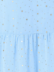 Chiffon Sleeveless Smocked Waist Gilding Metallic Stars Party Dress