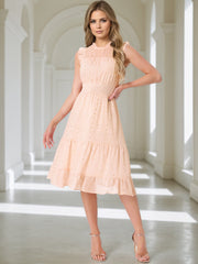 Chiffon Sleeveless Smocked Waist Gilding Metallic Stars Party Dress