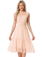Chiffon Sleeveless Smocked Waist Gilding Metallic Stars Party Dress