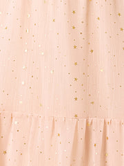 Chiffon Sleeveless Smocked Waist Gilding Metallic Stars Party Dress