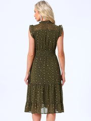 Chiffon Sleeveless Smocked Waist Gilding Metallic Stars Party Dress