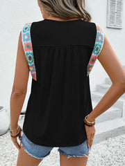 Embroidery Boho Sleeveless Casual Blouse