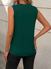 Solid Color Round Neck Sleeveless Blouse