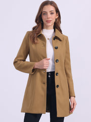 Solid Winter Single Breasted Long Warm Pocketed Pea Coat