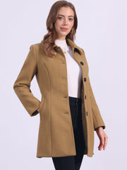 Solid Winter Single Breasted Long Warm Pocketed Pea Coat